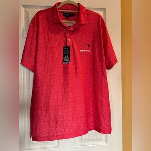 U.S. Polo Assn. Men's Pink / Red / White Dots Polo Shirt Size 2XL. New with tags